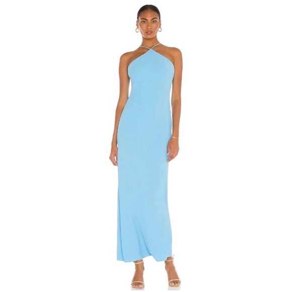 Amanda Uprichard Dresses & Skirts - D1 Amanda Uprichard Blue Halter Maxi Dress Low Back Formal Gown Medium